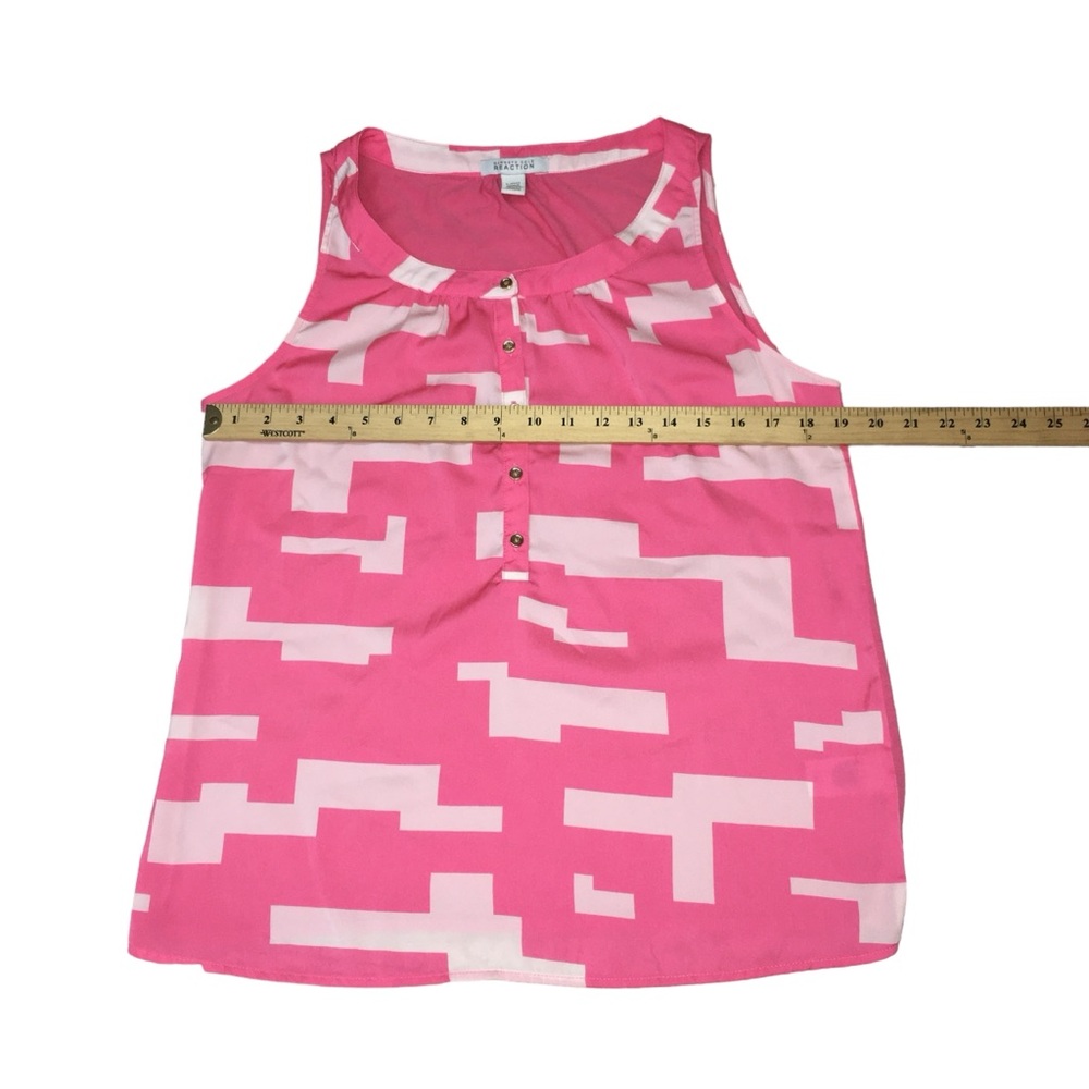 Kenneth Cole Reaction Pink Geometric Sleeveless Top Blouse - Women’s Large - Picture 3 of 10
